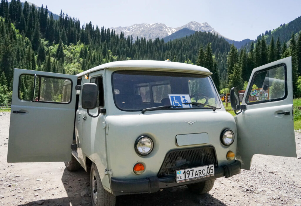 A soviet era minivan that can take people up to the lake