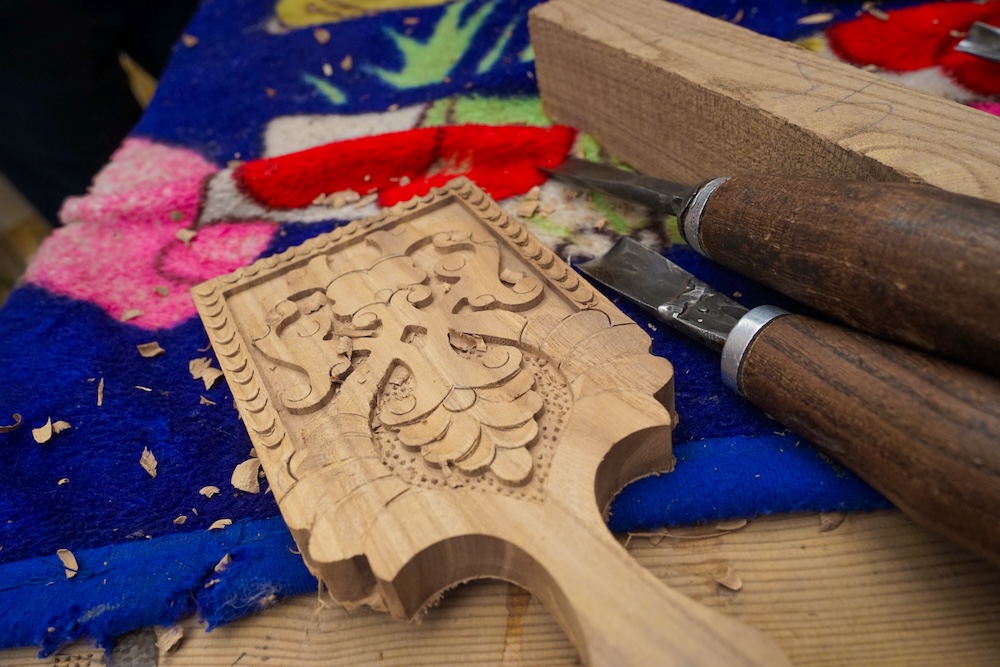 Wood carving beginning stages at the workshop
