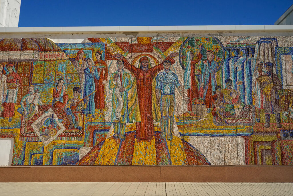 An example of Soviet era mosaic art in Nukus