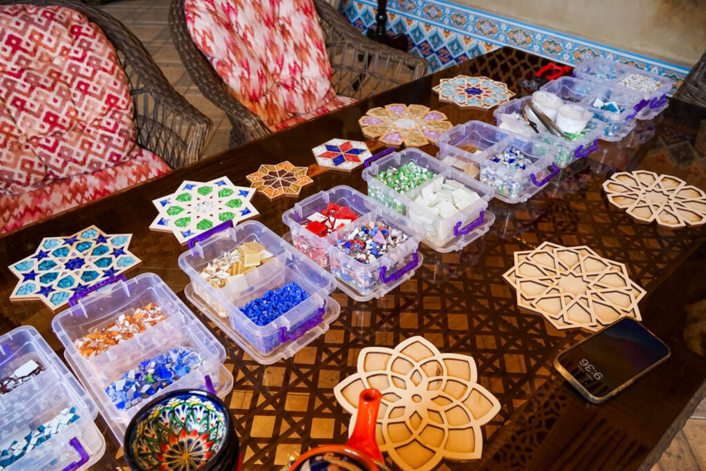 Layout of the different mosaic pieces we could use in Samarkand mosaic class