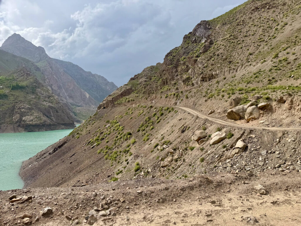 the tiny narrow mountain road along the path to the seventh lake