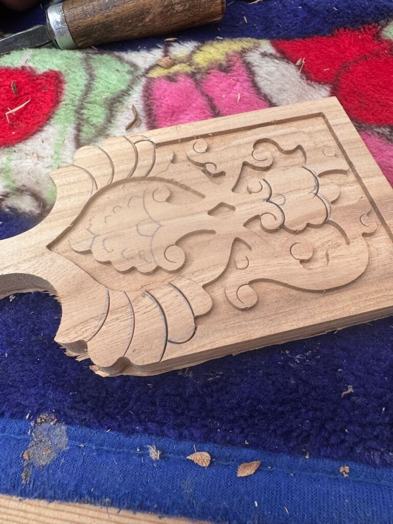 The beginning stage of woodworking with only pencil marks