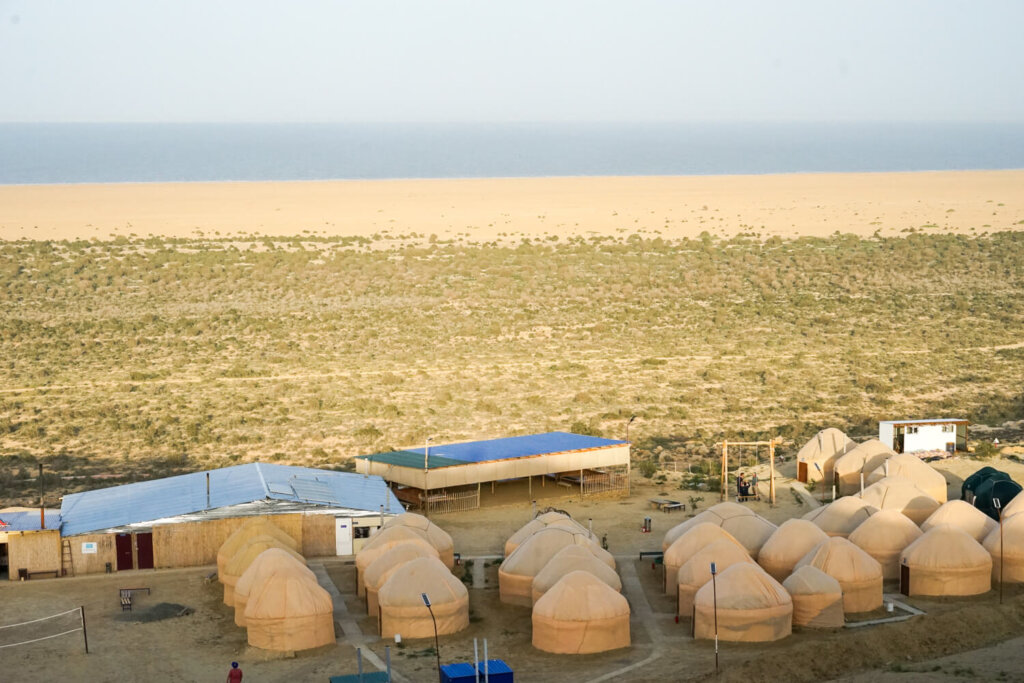 Aral Sea yurt camp, looking out onto the ocean